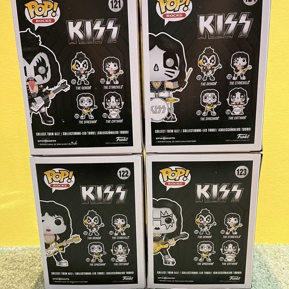 4 New! KISS Funko Pop! Rocks set of 4, #121, #122, #123, #124 - Gene, Ace, Paul - Picture 3 of 3